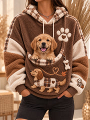 Damen-Hoodie mit lustigen Tiermotiven und Tasche für Hunde und Katzen – Hundehoodie