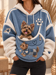 Damen-Hoodie mit lustigen Tiermotiven und Tasche für Hunde und Katzen – Hundehoodie