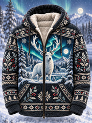 Herren-Flanell-Kapuzenjacke mit nordischen Waldtieren