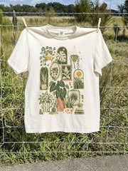 Unisex-Kunst-T-Shirt mit Pflanzenmotiv