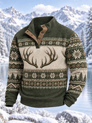 Herren-Winterpullover mit Geweihmuster, lässig