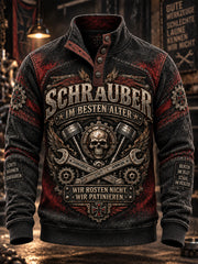 Herren-Hoodie mit vier Knöpfen und humorvollem Spruch