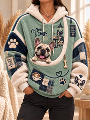 Damen-Kapuzenpullover mit Tasche und lustigen Tiermotiven für Hunde und Katzen, Hundekapuzenpullover