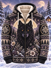Herren-Kapuzen jacke mit Fleece-Auskleidung, Nordic Forest Animal Print