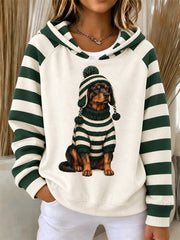 Damen-Lässiges Langarm-Shirt mit niedlichem Hundeaufdruck für den Winter