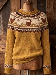 Lässiger Langarm-Pullover für Damen mit Tiermotiv-Design
