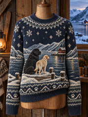 Damen-Strickpullover im Vintage-Stil mit Animal- und Fair-Isle-Muster, bequemer Rundhalsausschnitt