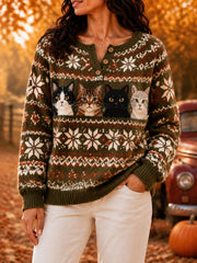 Frauen messe Isle Cat Kunstdruck Pullover