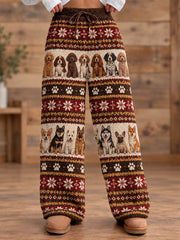 Damen-Flanellhose mit Tiermotiv-Druck