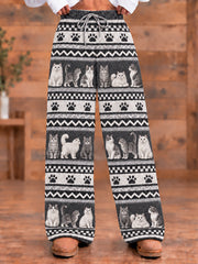 Damen-Flanellhose mit Tiermotiv-Druck