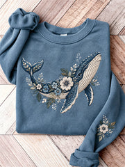 Damen-Sweatshirt mit Blumen kunst druck