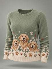 Damen niedliche Winter hunde drucken Hunde liebhaber lässig Pullover