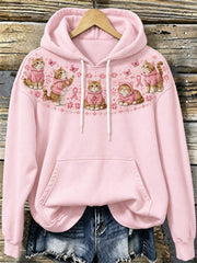 Damen Katzen muster und rosa Charity Ribbon Design Casual Hoodie