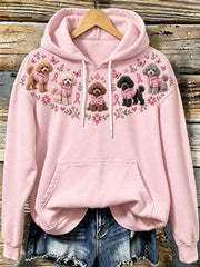 Damen Hunde muster und rosa Charity Ribbon Design Casual Hoodie