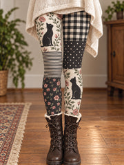 Damen Herbst/Winter Blumen kunst bedruckte Leggings