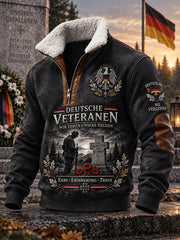 Herren-Sweatshirt mit Grafikdruck zum Gedenken an Veteranen, Mock-Neck und lange Ärmel
