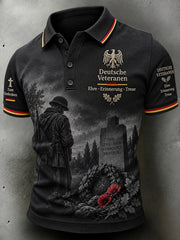 Herren-Poloshirt mit kurzen Ärmeln und Grafikdruck zum Gedenken an Veteranen