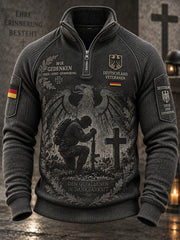 Herren-Sweatshirt mit Raglanärmeln, langen Ärmeln und Grafikdruck zum Gedenken an Veteranen, mit Mock-Neck-Ausschnitt