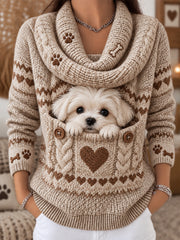 Lustiges, bequemes Stricktop für Damen mit Tiermotiv