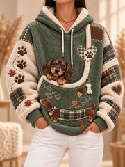 Damen-Hoodie mit lustigen Tiermotiven und Tasche für Hunde und Katzen, Hundehoodie