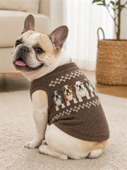 Vintage Bulldoggen mit Isle-Muster-Print für Haustiere ärmellose Weste