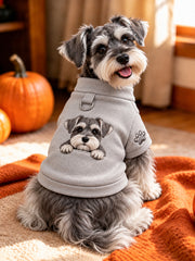 Niedliches Schnauzer-Print-Hund Kurzarm-Hemd (mit D-Ring)