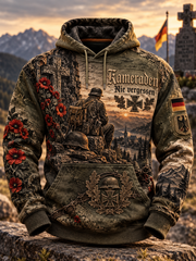 Herren-Veteranen-Kapuzenpullover in Übergröße mit abfallenden Schultern und Taschen
