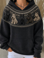 Frauen Vintage Scottish Terrier Dogs Yoke Isle Print Gemütlicher Hoodie