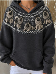 Damen Vintage Keeshond Dogs Yoke Isle Print Gemütlicher Hoodie