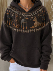 Damen Vintage Dobermann Pinscher Hunde Yoke Isle Print Gemütlicher Hoodie