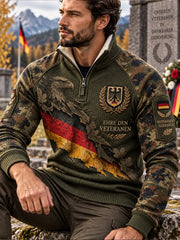 Herren-Strickrollkragenpullover im Camouflage-Print, inspiriert von der Militärmode