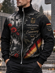 Herren-High-Neck-Jacke mit National feiertag der Trauer Gedenk druck