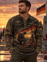 Herren-Longsleeve mit Grafikdruck zum Gedenken an Veteranen