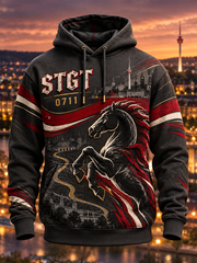 Herren-VfB-Stuttgart-Oversize-Kapuzenpullover mit abfallenden Schultern und Taschen