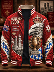 Herren-Rot-Bundesliga-Bayern-München-Fußballprint-Casual-Jacke mit Reißverschluss