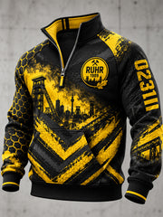 Herren-Sweatshirt von Borussia Dortmund mit halbem Reißverschluss und Stehkragen
