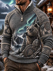 Herren Winter Bären Muster Bedrucktes Sweatshirt