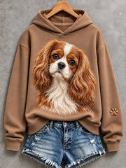 Bequemer Damen-Kapuzenpullover mit niedlichem Cavalier-King-Charles-Spaniel-Print