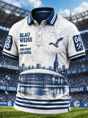 Herren-Poloshirt mit Fußballmotiv von Schalke, lässiger Stil