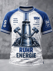 Herren-Retro-Bundesliga-Schalke-Fußball-Graffiti-Print-Lässiges T-Shirt