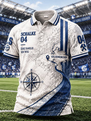 Herren-Retro-Poloshirt der deutschen Bundesliga mit Schalke-Fußballmotiv, lässiger Stil