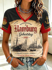 Damen-T-Shirt mit Hafenmotiv aus Hamburg