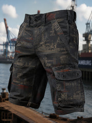 Herren-Retro-Shorts mit Hafenmotiv in lässigem Stil