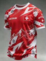Herren Schweizer Fußballfan Kunstdruck Freizeit trikot