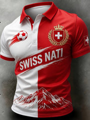 Herren-Schweizer Fußball-Fan-Kunstdruck-Lässiges Trikot