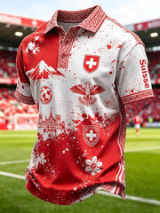 Herren Schweizer Fußball Liga Kunstdruck Casual Polo Shirt