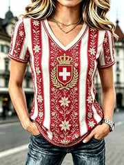 Schweizer Frauenfußballliga-Print-Lässiges T-Shirt für Damen