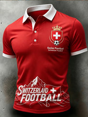 Herren-Schweizer Fußball-Fan-Kunstdruck-Lässiges Trikot