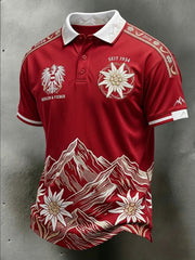 Retro österreich ische 2026 Fußball Schnee Berg Casual Polo Shirt
