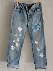 Damen-Hosen mit Katzenkunstdruck, lässig